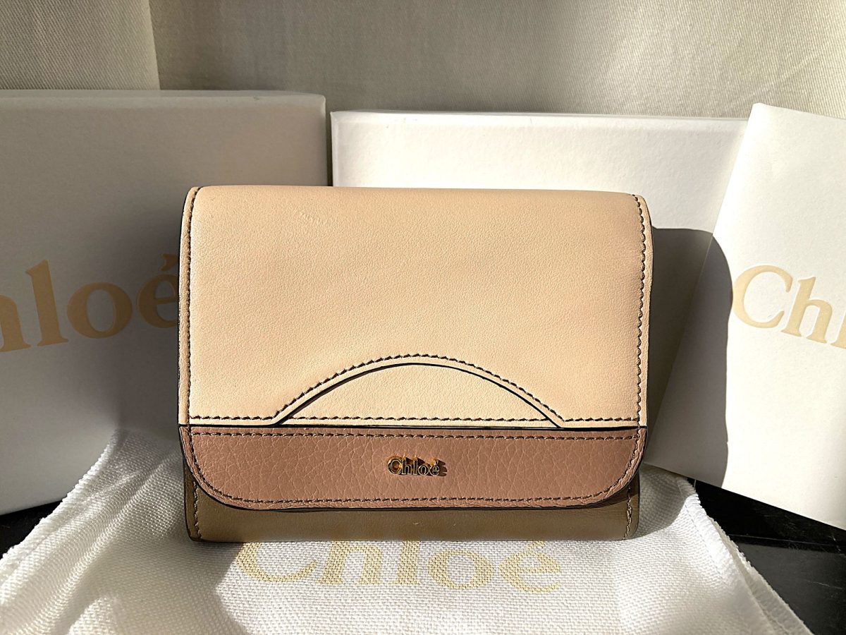 Chloé　三つ折り財布　バイカラー　ピンクxブラウン