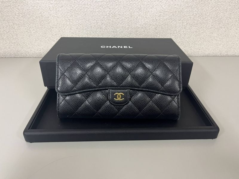 シャネル マトラッセ ロングフラップウォレット AP0241 キャビアスキン