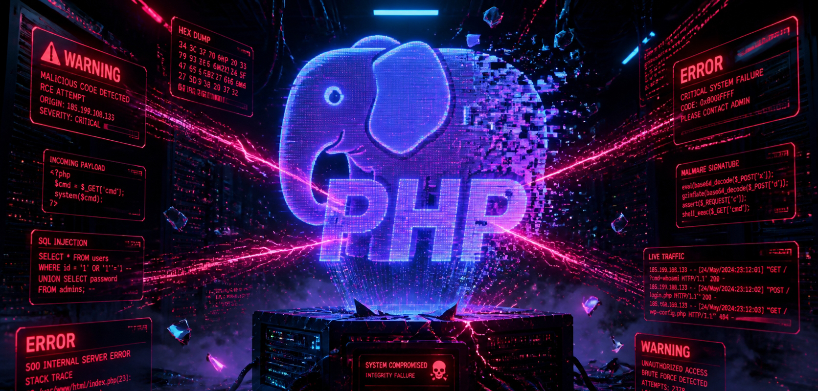[攻撃されるPHPの図]