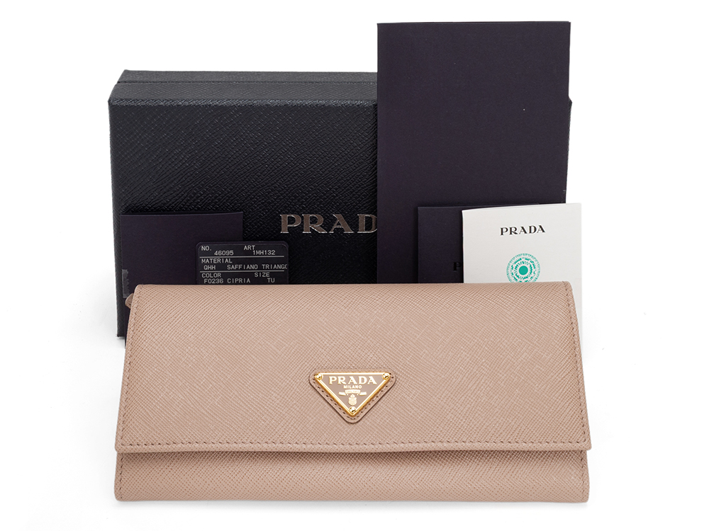 PRADA サフィアーノトライアングル 長財布 1MH132 ピンクベージュ