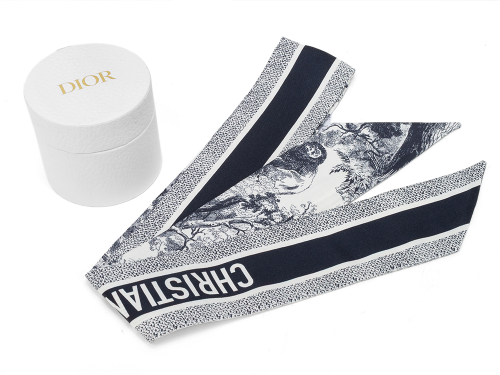 DIOR ミッツァ スカーフ 15JOU106I602_C805 アイボリー×グレー ディオール 美品